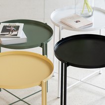 쇼파용 테이블 둥근 현관 협탁 차키선반 원형 사이드, 블랙