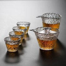 글라스 쿵푸 다기세트 뚜껑그릇 업무용 주기 일본식 거품, T09-빙로 뚜껑그릇공배4 컵 비침 명금