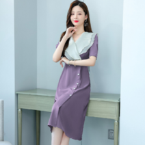 눠웨이 샷 3596 아세트산 롱 원피스 드레스