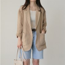 FANSYLI 얇은 린넨 정장자켓 여성 봄여름 캐주얼 면마 정장 코트 상의 스타일리쉬한 오버핏 통근 정장 W2404A04