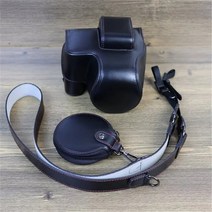 럭셔리 버전 PU 가죽 카메라 가방 케이스 캐논 EOS R10 18-45mm 렌즈 배터리 오프닝 보관 숄더 스트랩, 01 Black