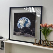 바보사랑 투명액자56CmX56Cm 반짝우주와지구.꾸밈, 블랙
