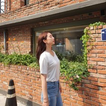 반이무드 시원한 데일리 모달 실켓 텐셀 스판 브이넥 반팔티 티셔츠