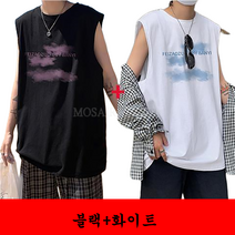 2종세트 남자 여름 오버핏 민소매티 나시티 헬스 트레이닝 티셔츠 빅사이즈 WZB082402