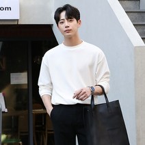 붐스타일 스판감 좋은 엠보 세미 오버핏 긴팔티