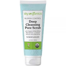 Sky Organics Blemish Contol 딥 클렌징 모공 스크럽 얼굴용 USDA 인증 클렌징 정화 및 상쾌함 118.3ml(4온스)