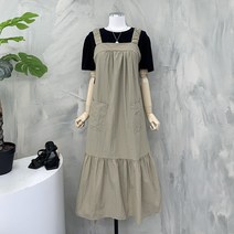 [행복여] 애나 양 포켓 셔링 프릴 끈 멜빵 뷔스티에 원피스