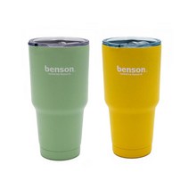 벤슨 대용량 1리터 텀블러 1+1 세트, 그린-라지 900ml, 망고-라지 900ml