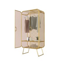 소형 옷장 장롱 키큰 간이 북유럽 수납 랙 메쉬 양문, 골드-170x50x80cm