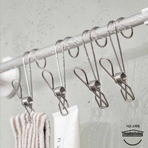 스텐걸이형 후크집게 4P, 4개입, 단일