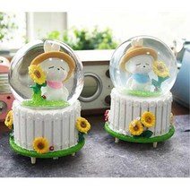 워터볼 LED조명 귀여운 캐릭터 오르골 오르골소품, 선택사항_블루스카프