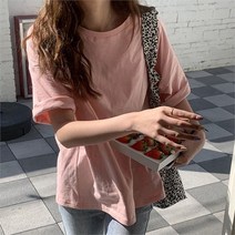 여자 원컬러 빅사이즈 U넥 봄여름 반팔티