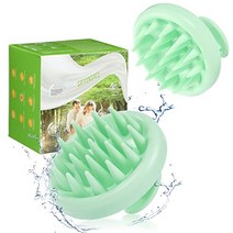 두피관리용 머리마사지기 SOVIUPRZ 두피 마사지 샴푸 브러시 헤어 스크러버 엑스 폴리 에이터 모발 성장 십대 여성 실리콘 샤워 용 헤드 건식 및 습식, [02] 녹색