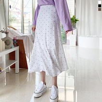 티데일리 슈가 도트 롱 스커트 여성용 A라인 밴딩 치마