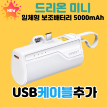 드리온 일체형 미니 보조배터리 5000mAh 아이폰 8핀 + 방수팩, 드리온 일반 C타입