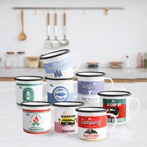 싹쓰리팩토리 네파 예쁜 잔 캠핑 법랑 머그 컵 360ml 1P, 4.웰컴, 1개