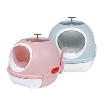 룸펫 고양이 고래화장실 오토클린 후드형 블루핑크, 핑크