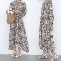 [바쿠]여성 빅사이즈 복실복실 호피 카펫 느낌 패턴 롱원피스[8664vp062201hy]