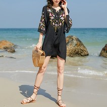 온스타일러 엠브런 꽃자수 롱블라우스