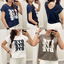 바이 나시 캡소매 백트임 뒷트임 뒷파임 나염 프린팅 레터링 티셔츠 3color