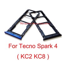 Tecno Spark 4 KC2 KC8 용 새로운 Sim 카드 트레이 홀더 슬롯 리더 어댑터 교체 부품, [01] Black