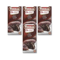 토라스 노슈가 다크 초콜릿 72 카카오 75g Torras Chocolate Negro 72 Cacao SIN AZUCAR, 4팩