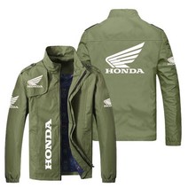 바이크자켓 라이딩자켓 2021 봄 가을 자켓 남성 여성 혼다 자동차 로고 프린트 캐주얼 윈드 브레이커 하라주쿠 슬림 트렌드 오토바이 자켓 남성 코트, 아시아 6XL, 아미 그린