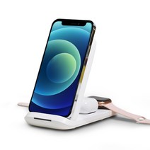 iWhere 3in1 무선 충전기 애플 워치 아이폰 에어팟 15W 동시충전 거치대 멀티충전기, 애플 워치_화이트+25W 충전어댑터