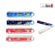 아이비스 케릭터 겹자 30cm 아이비스겹자 초등 플라스틱모양자15cm 반으로접는자 1개[색상 랜덤발송] 모형자