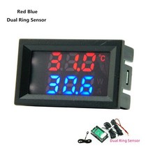 온도측정 온도측정기 적외선온도계 온습도계 Dc 4v-30v 0.56 인치 미니 led 듀얼 디스플레이 디지털 온도 센서 wntc 방수 금속 프로브 실내 온도 테스터 호환, 빨간색 파란색 반지