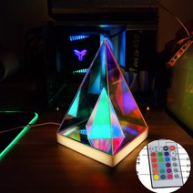 3D 아크릴 피라미드 큐브 무드등 수면등 취침등 네온 야간 조명 테이블 램프 침실 거실, 피라미드 원격 제어 에디션
