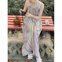 비치롱원피스 바캉스 끈 여름 에스닉 스트랩 패턴