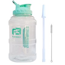 플렉스바디 2리터 대용량 헬스 휴대용 물통+빨대+세척솔 다이어트 쉐이커 보틀 물병, 민트1P+빨대+세척솔