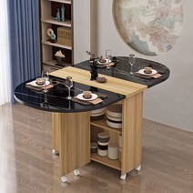 북유럽풍 확장형 접이식 식탁테이블 식탁 4인용 6인용 다용도 테이블 라이트, 모조검은 대리석/얕은캐비닛 /대형원형 1.2m (식탁)