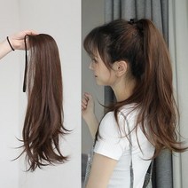 롱 포니테일 자연스러운 올림머리 붙임머리 부분가발, 블랙
