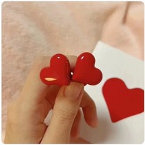 소녀감성 시선강탈 하트 블루투스 무선 이어폰, 레드
