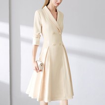 Shilu Yiner 여성 의류 2021 가을 프랑스어 슬림 허리 슬림 하이 웨이스트 a 라인 정장 스커트 직장 정장 칼라 드레스 제시뉴욕원피스 드레스렌탈 퀸잇 봄원피스 상견례옷차림