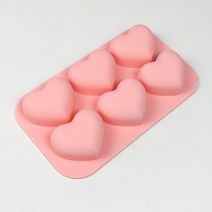 비누만들기 비누키트비누 실리콘 금형 6 캐비티 발렌타인 하트 수제 만들기 DIY 초콜릿 베이킹 양초 홈 장, 02 Pink