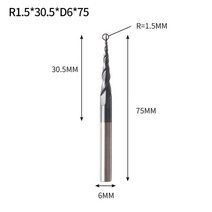 볼비트 세트 VACK 카바이드 볼 코 엔드 밀 3.175mm 4mm 6mm 8mm 테이퍼 라우터 비트 cnc 목재 메탈 밀링 커터, [21] R1.5X30.5XD6X75L, 21 R1.5X30.5XD6X75L