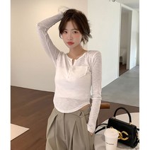 골지 골반 날씬 라인 단추 티