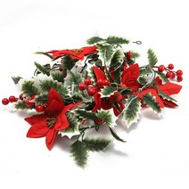 벽트리 Poinsettia-3M 30 LED 크리스마스 스트링 라이트 인공 꽃 화환 홈 벽난로 휴일 파티 새해 성탄절 트리 장식용, [01] 3M 30LED