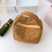 마카롱 컬러 퀼트 러브 베개 가방 귀여운 지퍼 대용량 화장품 가방 부드러운 미니 핸드백, T04-브라운