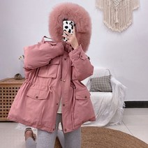여성 허리스트링 퍼 후드 야상 숏 패딩 아우터 점퍼 흰색 블랙 베이지 브라운 핑크 20대