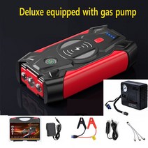 점프스타트 자동차 점프스타터 휴대용 점프기 39800mAh 점프 스타터 배터리 부스터 충전기 12V 시동 장치 휘발유 디젤 비상, [02] With air pump