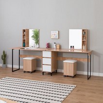 자매방 우드 2인용 와이드 수납 화장대(240cm) 가구 심플한 자취생 모던 큰, 아카시아