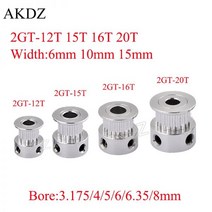 타이밍 풀리 호환 2GT 12 15 16 20 치아 보어 3.17/4/5/6/6.35/8mm GT2 벨트 폭 6mm 10mm 15mm 3D 프린터 CNC 부품, 20 Teeth Bore 6.35