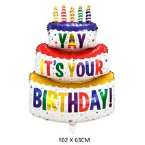 대형 생일 3 겹 케이크 양초 스트라이프 폴카 도트 호일 풍선 파티 사진 소품 장면 장식, 01 1_01 기타 (ae˚) frequ