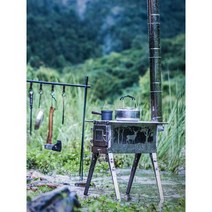 연통없는난로 펠렛난로 펠릿 야외용 캠핑용 캠핑화목난로 티타늄 차박 불멍, 양면방화창 버전 캠핑스토브(캠프+엘크)