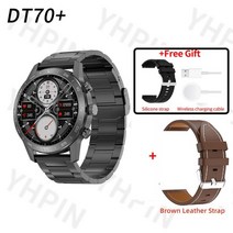 스마트워치 남녀공용 NFC 럭셔리 기계식 스타일 스포츠 GPS 트래커 피트니스 팔찌 손목워치 DT70 +, 7.BKSteeladdBrLeather