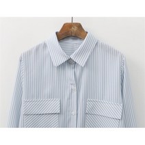 셀러허브 여성패션 [oshu] 여성 데일리 스트라이프 양포켓 댄디 스타일 셔츠